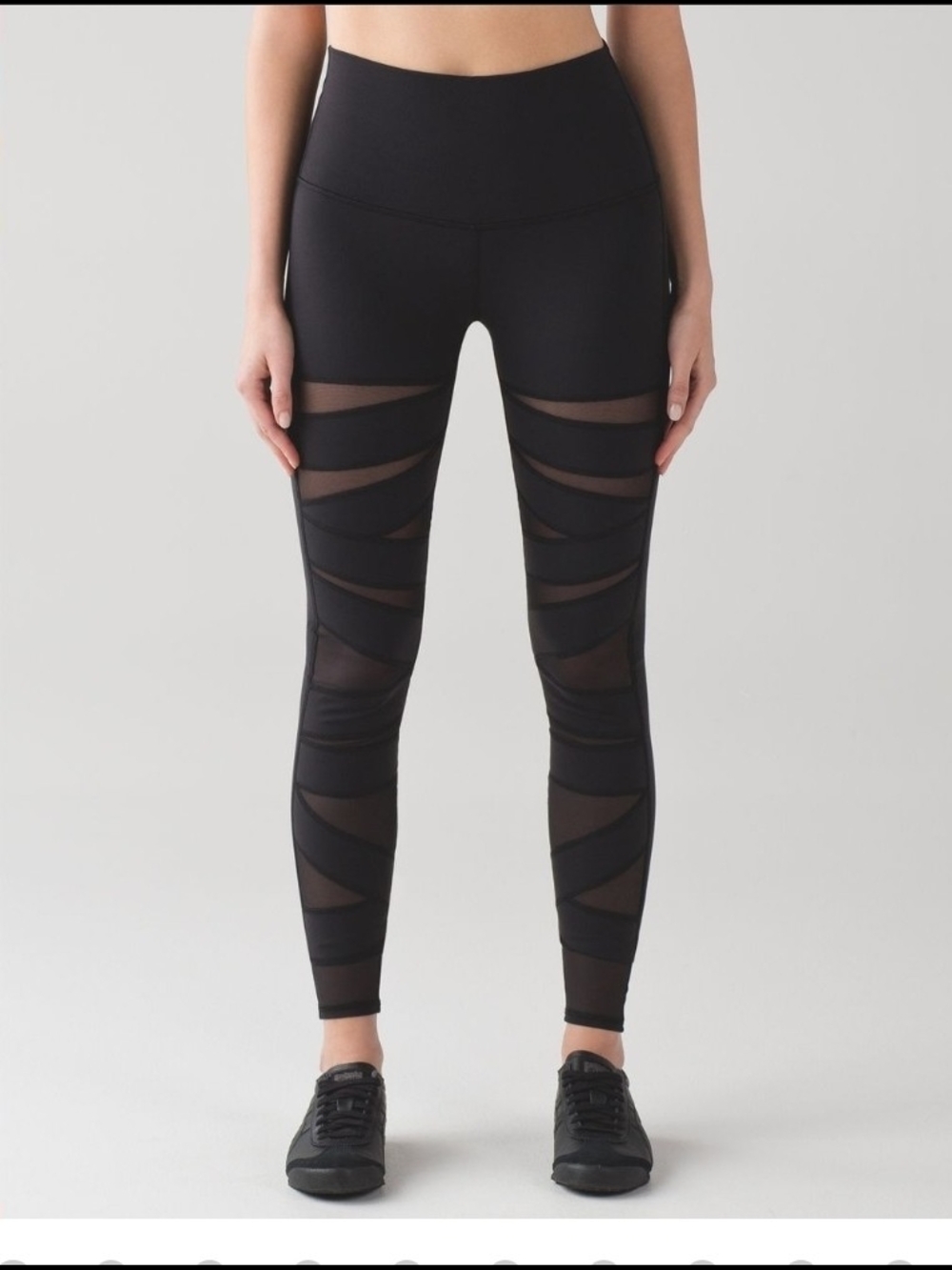 Lululemon Black Wunder Under Hi- Rise Tech Mesh Legging Yoga Pant Size 6